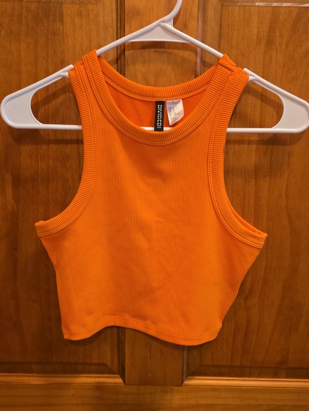 H&M Ribbed Bright Orange Cropped Tank Top Size S